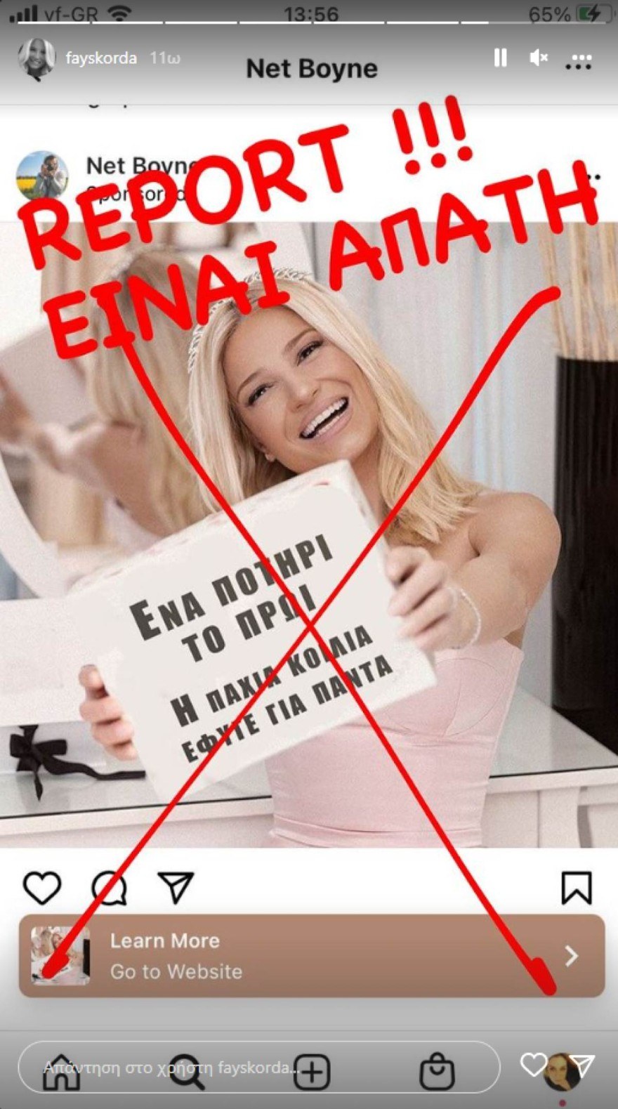 Φαίη Σκορδά απάτη Instagram