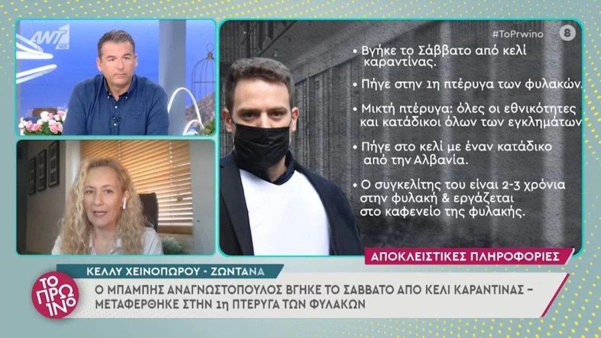 Γλυκά Νερά: Ο Μπάμπης Αναγνωστόπουλος μεταφέρθηκε σε νέο κελί με συγκάτοικο κατάδικο