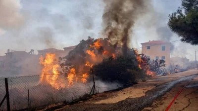 Φωτιά στην Λέσβο: Κάηκαν σπίτια στα Βατερά - Έφτασαν στην παραλία οι φλόγες