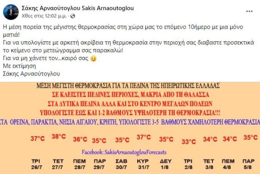 Σάκης Αρναούτογλου καιρός