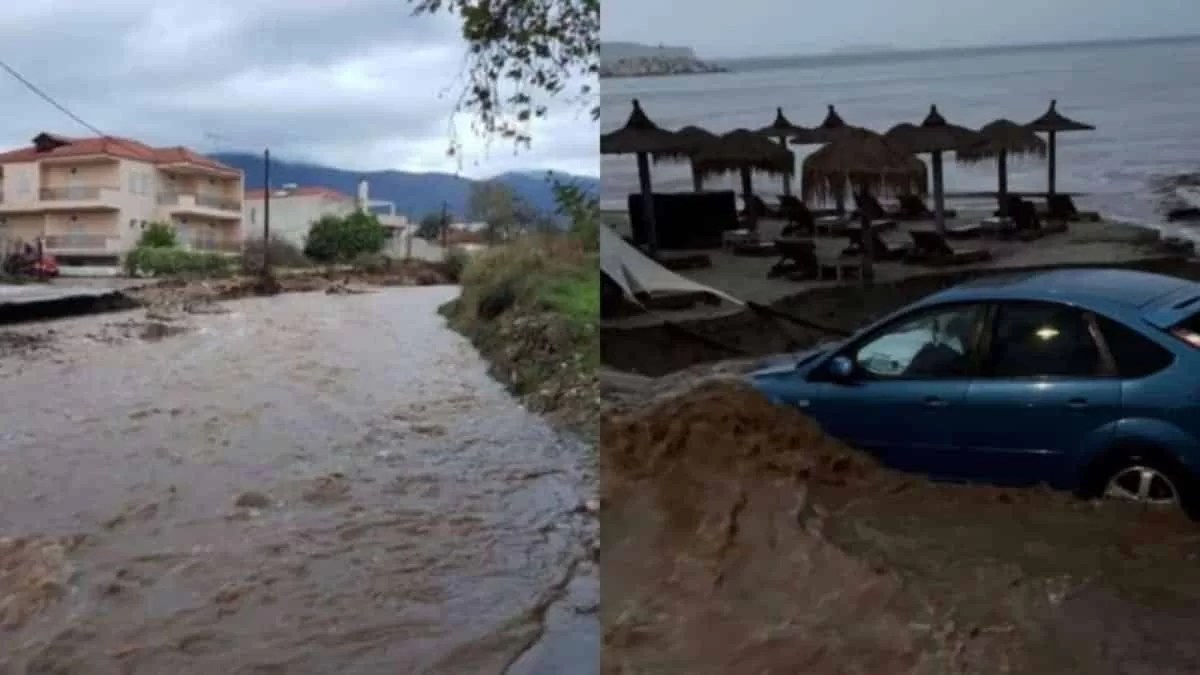 Κακοκαιρία: Σοκαριστικές εικόνες στην Θάσο - Πλημμύρισαν δρόμοι και σπίτια