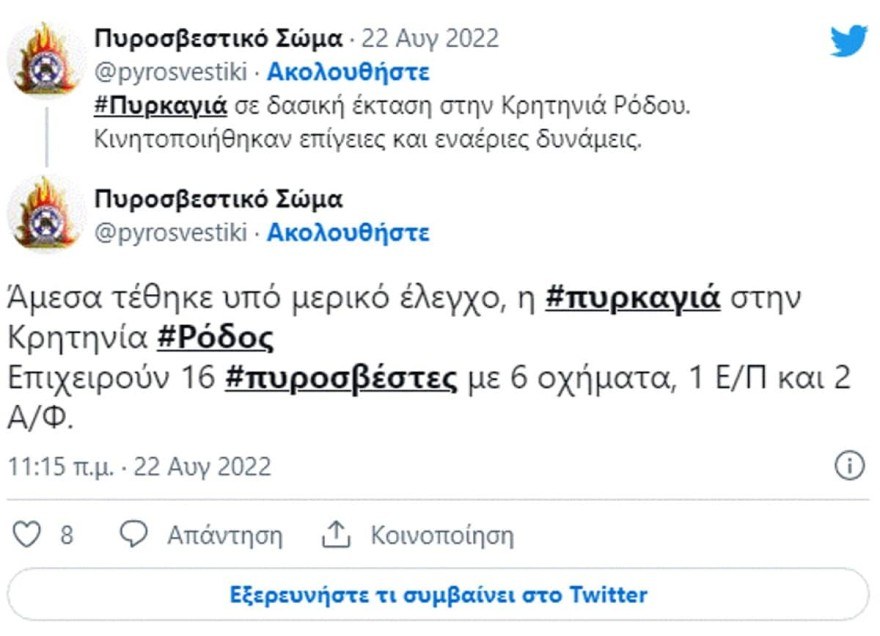 Φωτιά Ρόδος - Πυροσβεστική