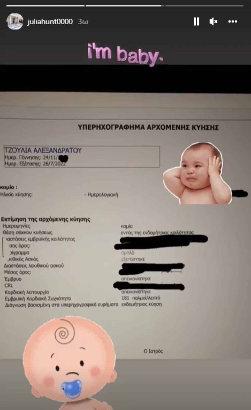 Το υπερηχογράφημα της Τζούλιας Αλεξανδράτου