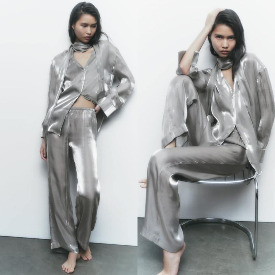 Zara ασημί set