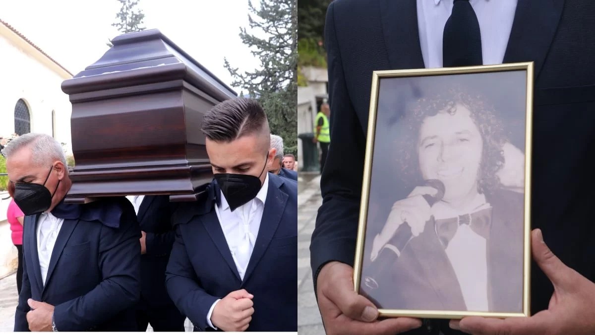 Συντεριμμένος και μαυροφορεμένος ο Δημήτρης Κόκοτας στην κηδεία του πατέρα του, Σταμάτη