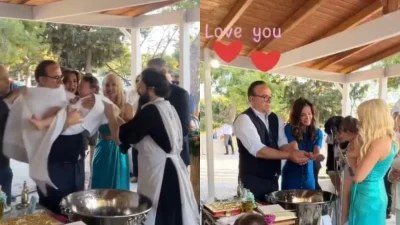 Με μπλε στενό φόρεμα, έγινε νονά του ανιψιού της - Η Δήμητρα Ματσούκα βάφτισε το γιο της αδερφής της, Μαρίας