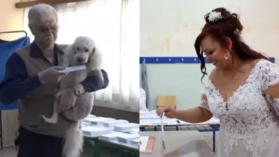 Ο ένας με το σκυλάκι του και οι άλλοι με νυφικό και κουστούμι - Τα ευτράπελα των φετινών εκλογών 
