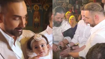 Στιγμές ευτυχίας για τον Νίκο Κοκλώνη! Έγινε νονός - Με ροζ κοστούμι αγκαλιά με την βαφτιστήρα του