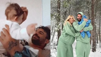 Ιωάννα Τούνη: Το τρυφερό βίντεο με τον Δημήτρη Αλεξάνδρου και τα παιχνίδια με τον νουνίτο - "Τρελάθηκαν" με τις φωνούλες του μπέμπη