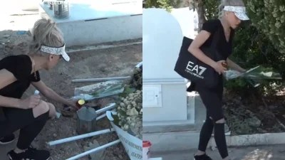 9 ημέρες από το θάνατο του Γιάννη Φλωρινιώτη - Η Αννούλα στον τάφο του ανάβει το καντηλάκι με καπέλο γεμάτο στρας