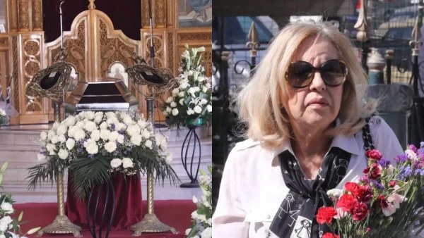 Στα λευκά με κόκκινα άνθη στα χέρια της η Λόλα Νταϊαφά - Θρήνος και πόνος στην κηδεία του Γιώργου Γεωργίου