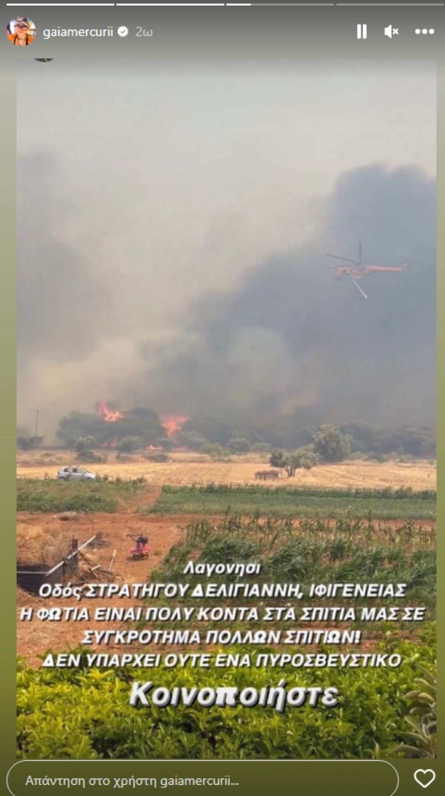 Γαία Μερκούρη φωτιά