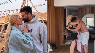 Ιωάννα Τούνη & Δημήτρης Αλεξάνδρου: Η σφιχτή αγκαλιά του αποχαιρετισμού με το νουνίτο τους