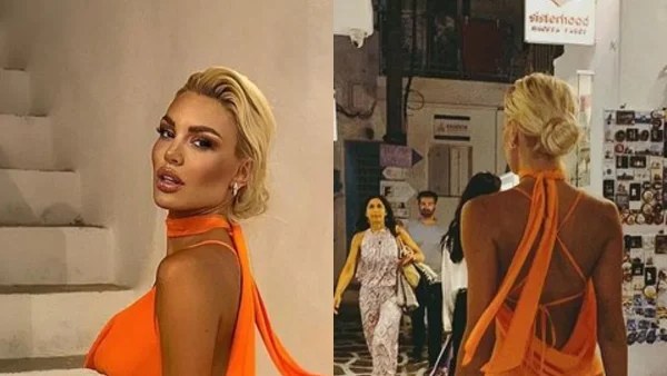 Με πορτοκαλί φόρεμα στη Μύκονο η Αλεξάνδρα Παναγιώταρου: Κοστίζει 125 ευρώ