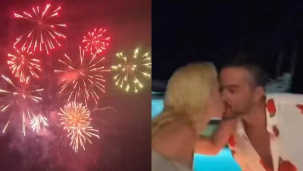 Καληφώνη & Μάστορας 1 χρόνο μαζί - Η ρομαντική έκπληξη με σαμπάνια, τεράστιο μπουκέτο λουλούδια και βεγγαλικά (Βίντεο)