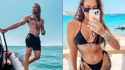 Έστελνε φιλιά στην κάμερα και έκαναν σερφ στη θάλασσα - Οι διακοπές της Ευρυδίκης Βαλαβάνη και του Γρηγόρη Μόργκαν στην Κρήτη