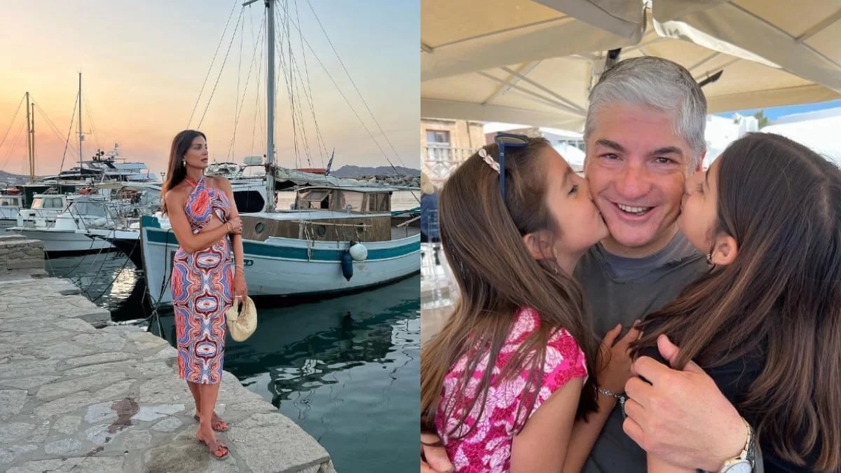 Λευκό με γαλάζιες πόρτες και παράθυρα, πουφ στην αυλή και φαναράκια - Φωτογραφίες από το εξοχικό της Τσιμτσιλή & του Σοφού στην Πάρο