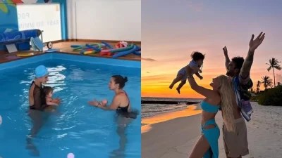 Ιωάννα Τούνη & Δημήτρης Αλεξάνδρου: Για baby swimming με το νουνίτο (Βίντεο)