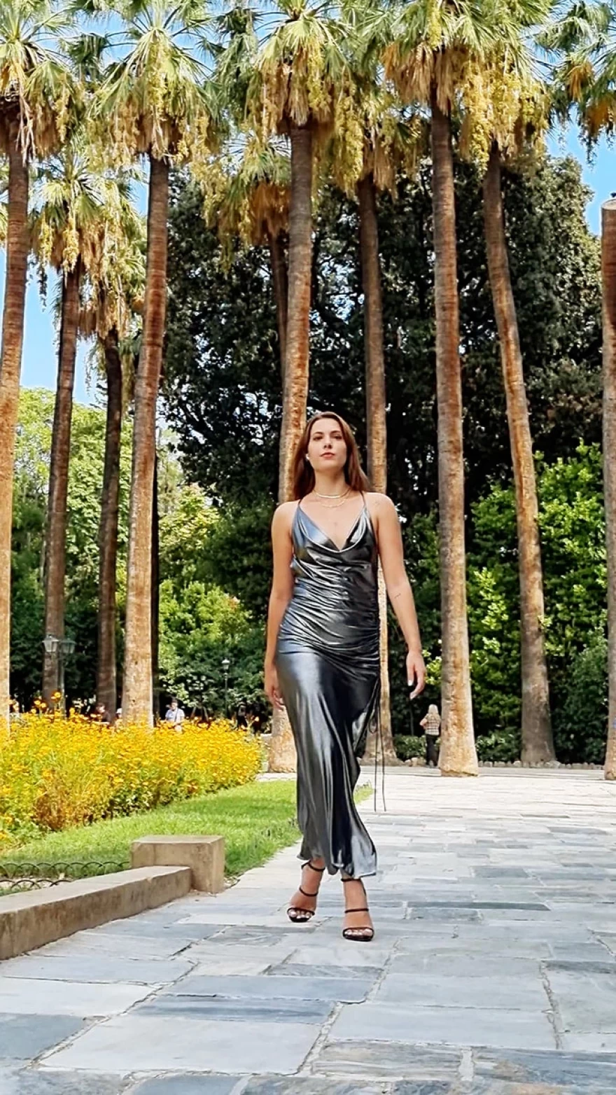 carmen metallic dress