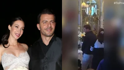 Γιώργος Αγγελόπουλος: Βαρύ το κλίμα στο μνημόσυνο της μητέρας του - Συνεχώς στο πλευρό του η εγκυμονούσα Δήμητρα Βαμβακούση