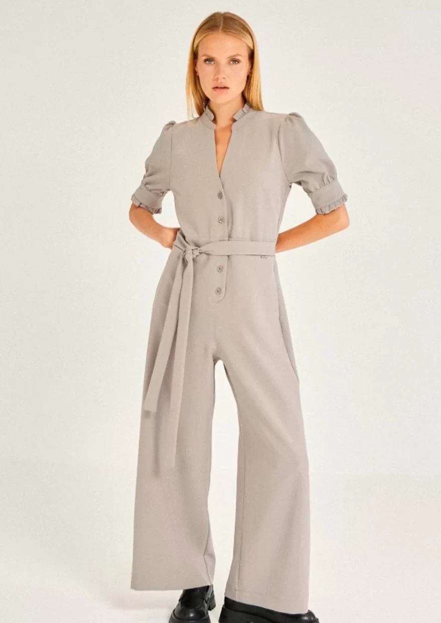 beige jumpsuit