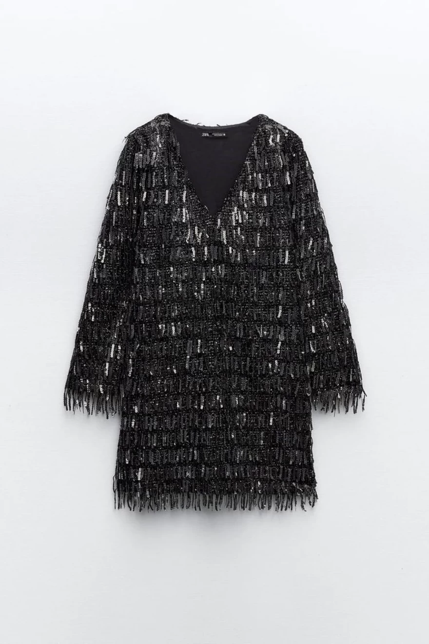 metallic dress zara