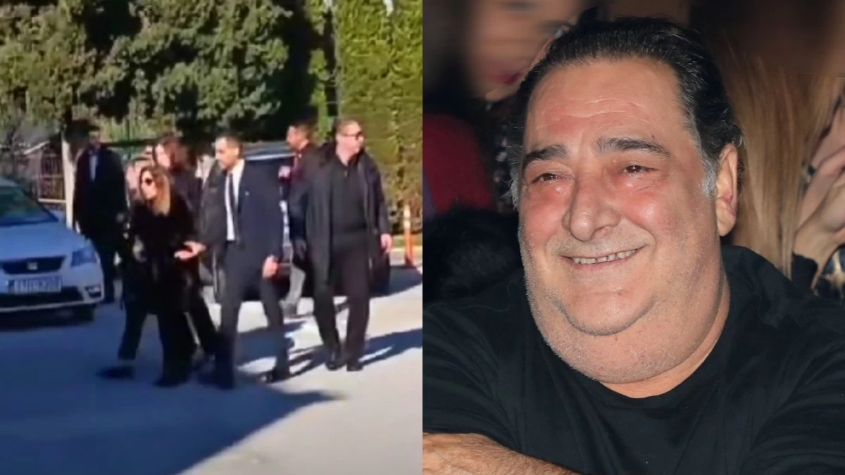 Βασίλης Καρράς: Σε τραγική κατάσταση η σύζυγός και η κόρη του έξω από τον οίκο τελετών λίγο μετά αφότου έφτασε η σορός του