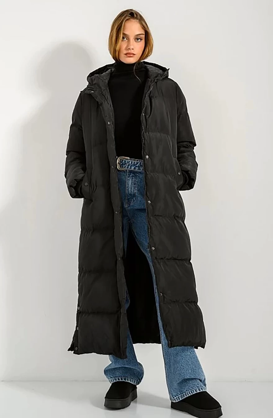 puffer-pink woman