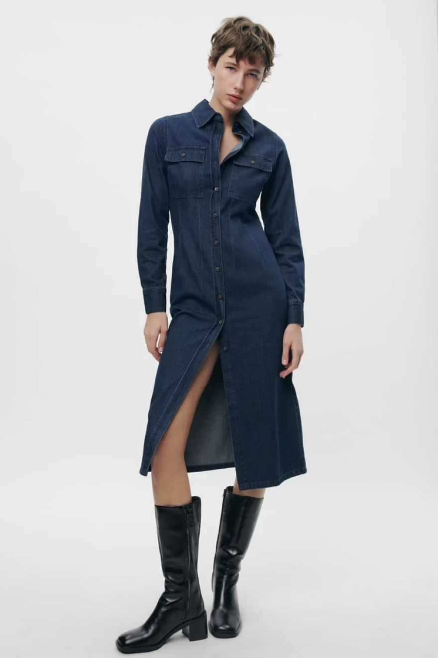 denim zara φόρεμα