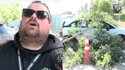 Νικόλας Ράπτης: Παραλίγο ατύχημα on camera - Έπεσε ένα κλαδί ενώ έκανε δηλώσεις