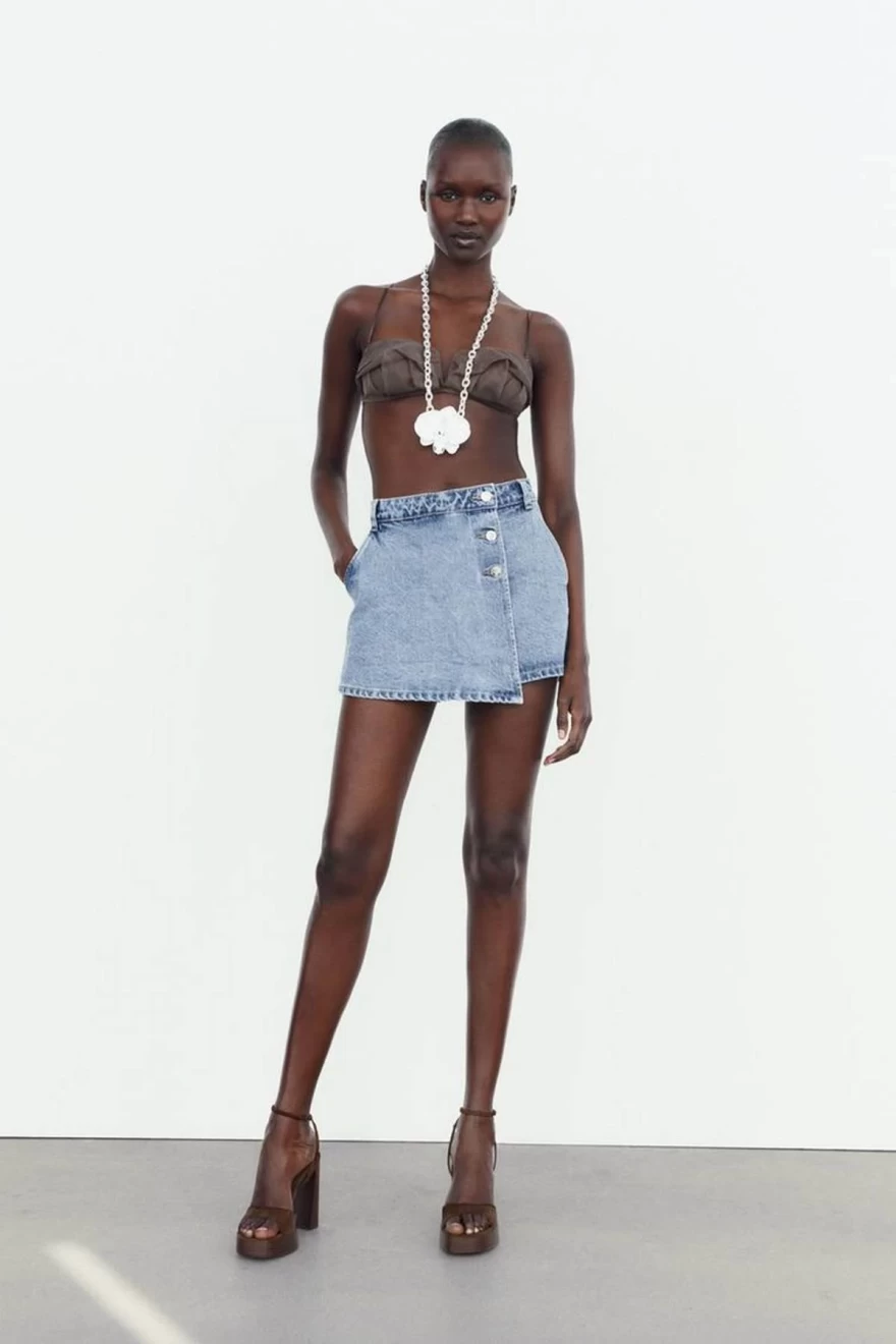 denim skort
