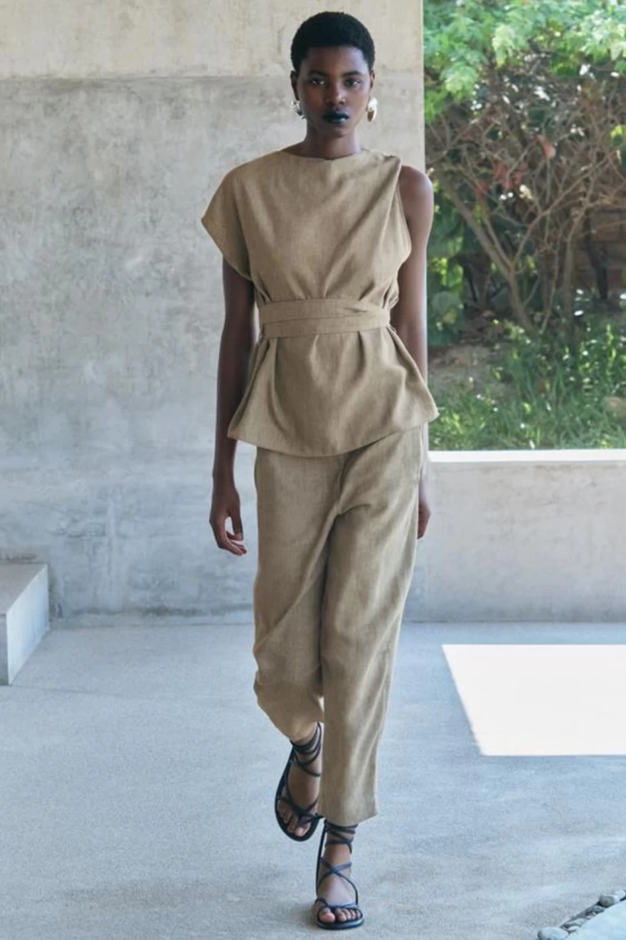 μπεζ λινό παντελόνι Zara