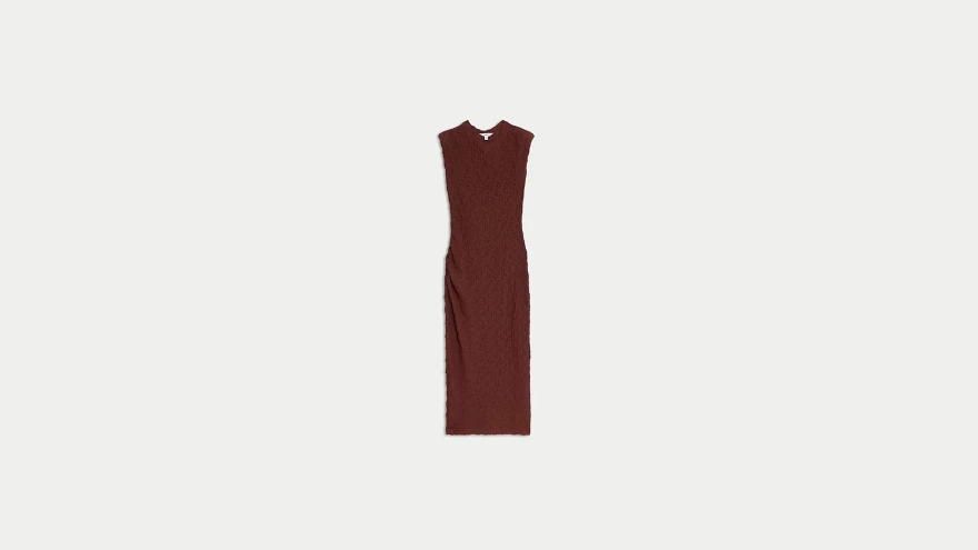 στενό μάξι φόρεμα καφέ marksandspencer.com