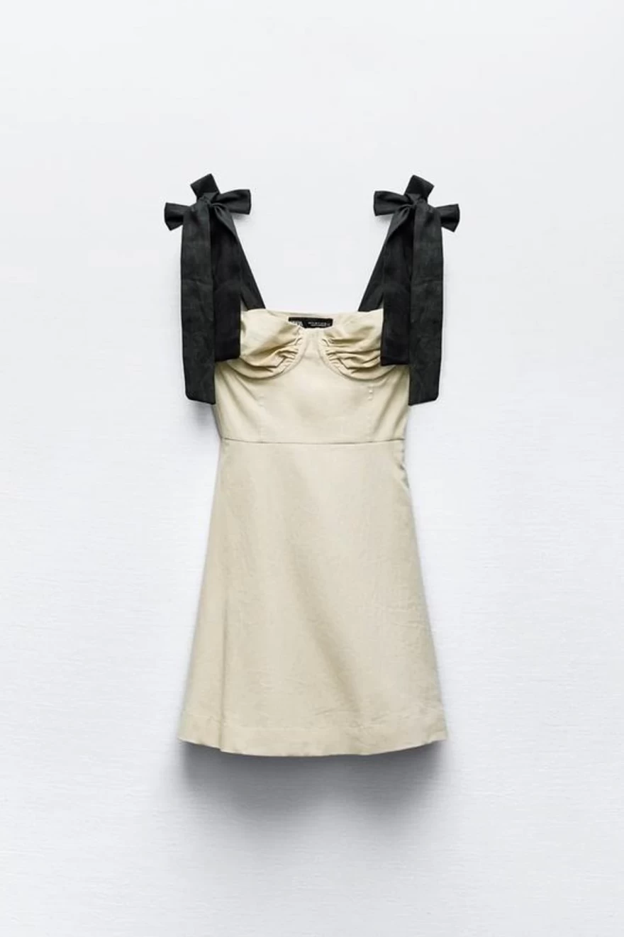 φόρεμα με φιόγκους zara