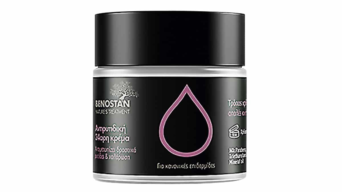24ωρη αντιρυτιδική κρέμα προσώπου, Nature’s Treatment, Benostan, €25 (στα Φαρμακεία)