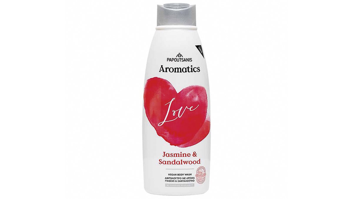 Αφρόλουτρο, Vegan Body Wash, Love, Jasmine & Sandalwood, Aromatics, Papoutsanis, €4,58