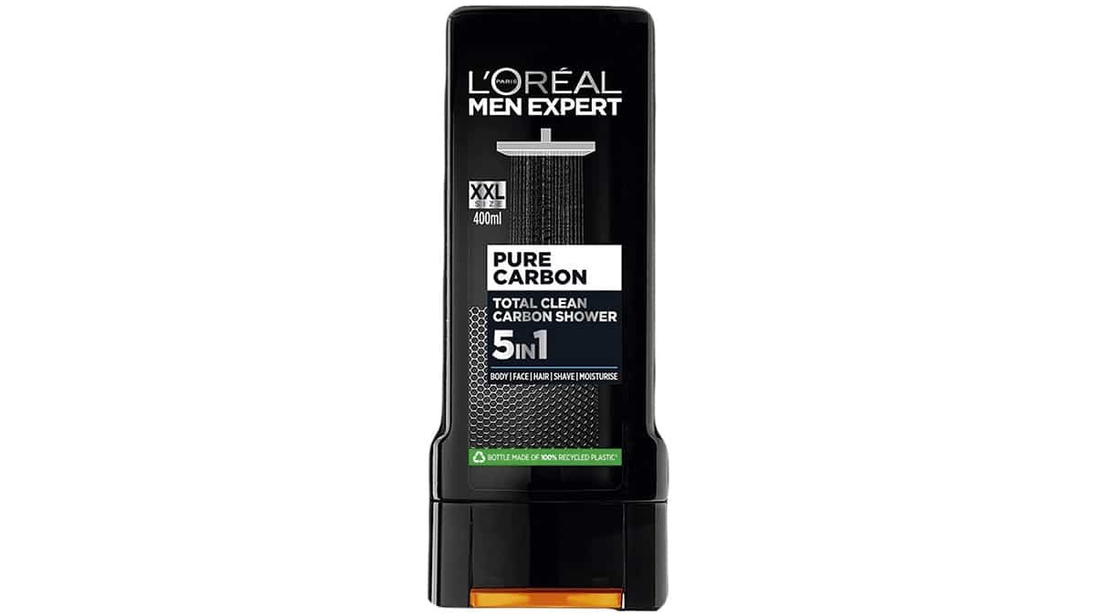 Aνδρικό αφρόλουτρο 5 σε 1 με ενεργό άνθρακα, Men Expert, Pure Carbon, Total Clean Shower Gel, L'Oréal Paris