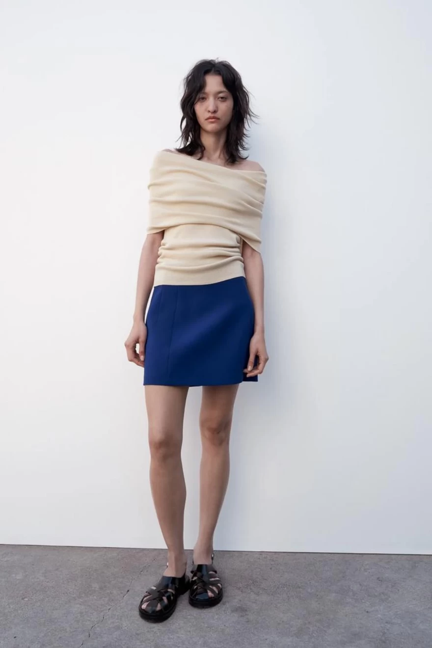 μπλε μίνι φούστα zara