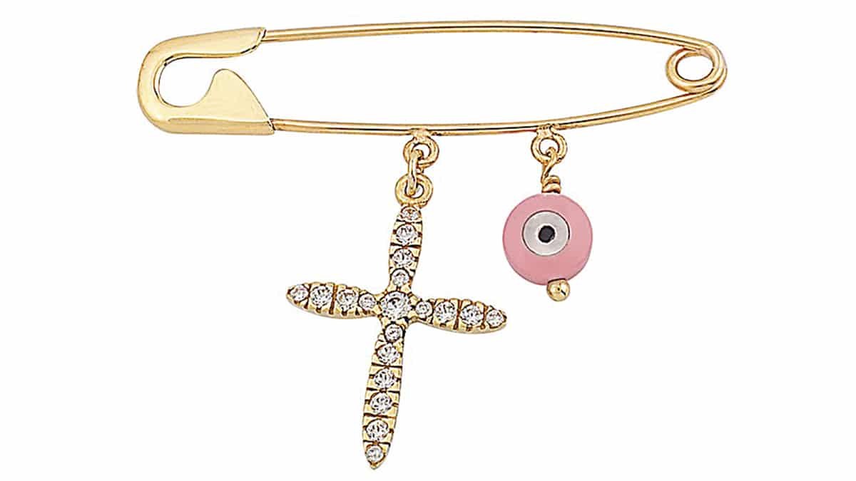 Χρυσή παιδική καρφίτσα, Al’oro Jewellery, www.aloro.gr