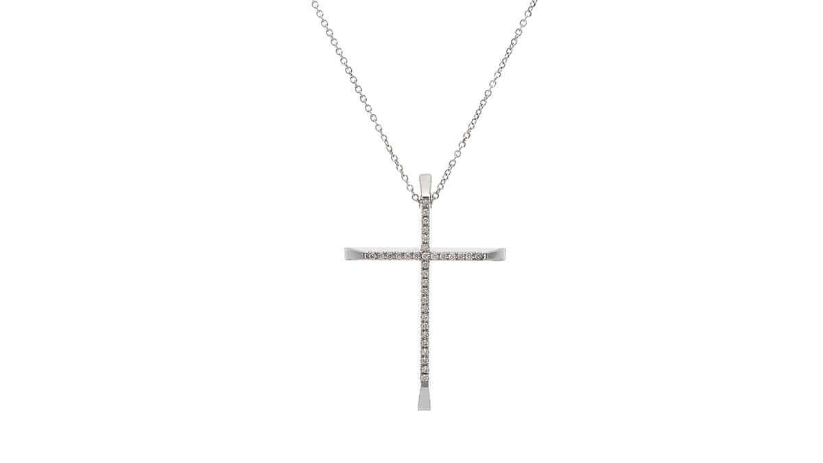 Σταυρός από λευκόχρυσο 18Κ με διαμάντια, GOFAS JEWELRY, www.gofas.gr