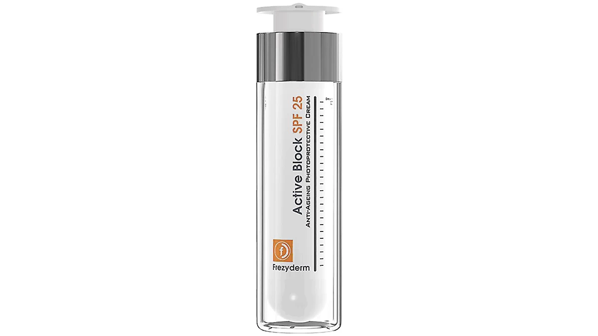 Αντιγηραντική κρέμα προσώπου, Active Block SPF25, Anti-Ageing Photoprotective Cream, Frezyderm, €27,69 (στα Φαρμακεία)