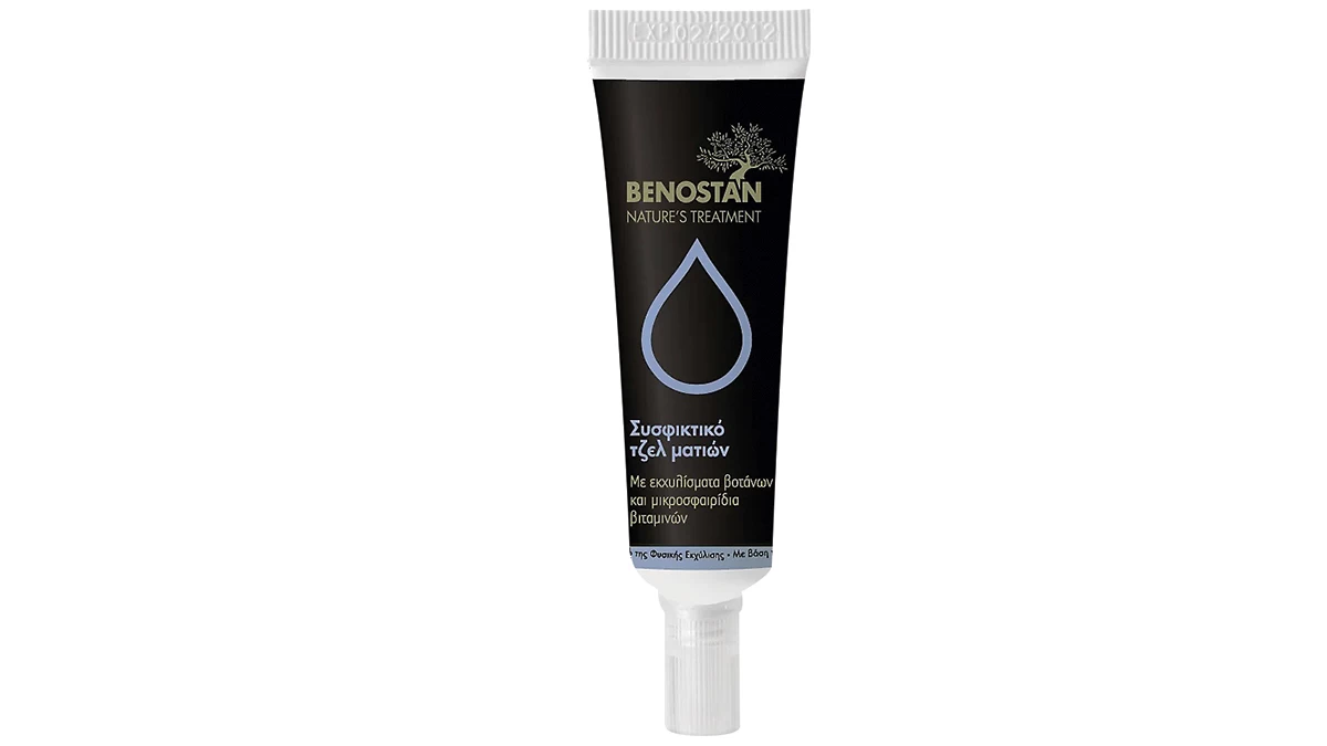 Συσφικτικό τζελ ματιών, Nature's Treatment, Benostan, €15 (στα Φαρμακεία)