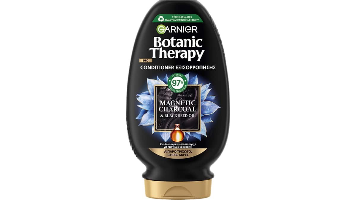 Conditioner εξισορρόπησης για λιπαρό τριχωτό & ξηρές άκρες, Botanic Therapy, Magnetic Charcoal, Garnier, €5,44