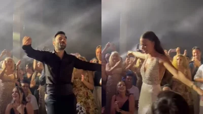 Γάμος Ανδρέα Γεωργίου - Σιμώνης Χριστοδούλου: Το βαρύ ζεϊμπέκικο του γαμπρού και της νύφης στο γλέντι - Τα "έσπασαν" μέχρι τα ξημερώματα