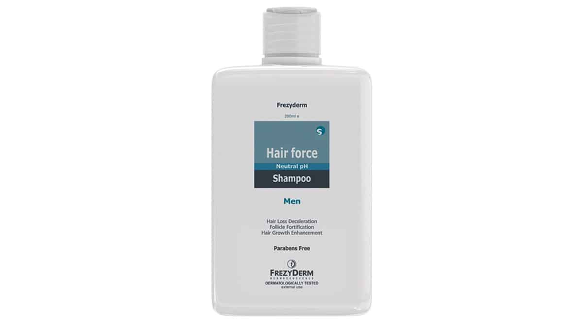 Σαμπουάν για την ανδρική τριχόπτωση, Hair Force Shampoo Men, Frezyderm, €16,96 (στα Φαρμακεία)
