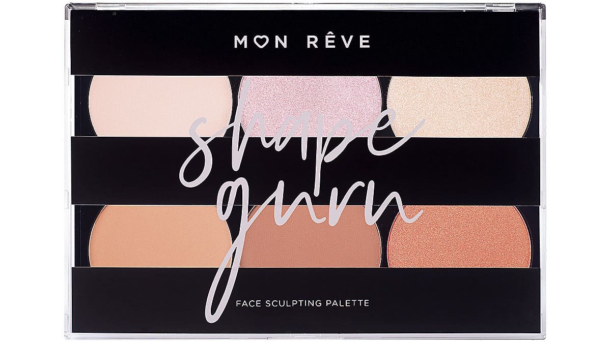 Παλέτα σμίλευσης του προσώπου με highlighter, contour & blush, Shape Guru, Face Sculpting Palette, Mon Rêve, €12,95