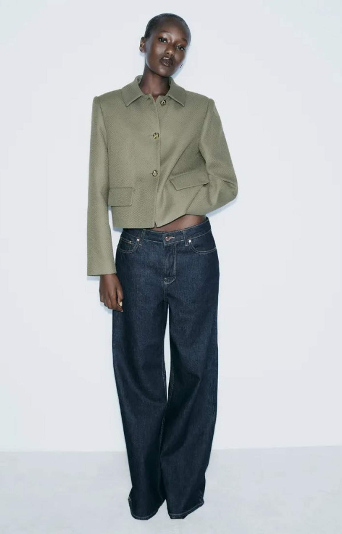 crop χακί σακάκι zara