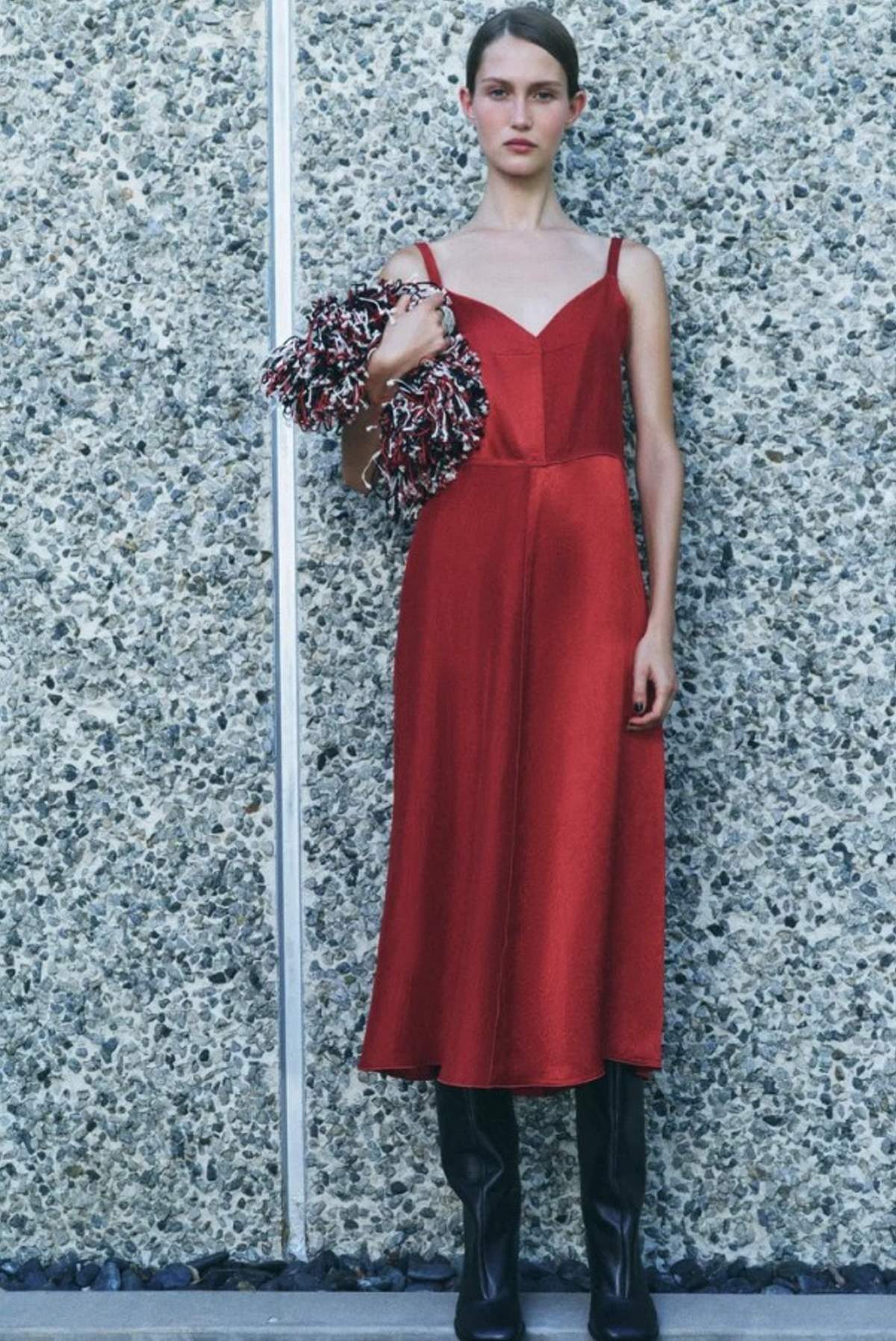 κόκκινο slip dress zara