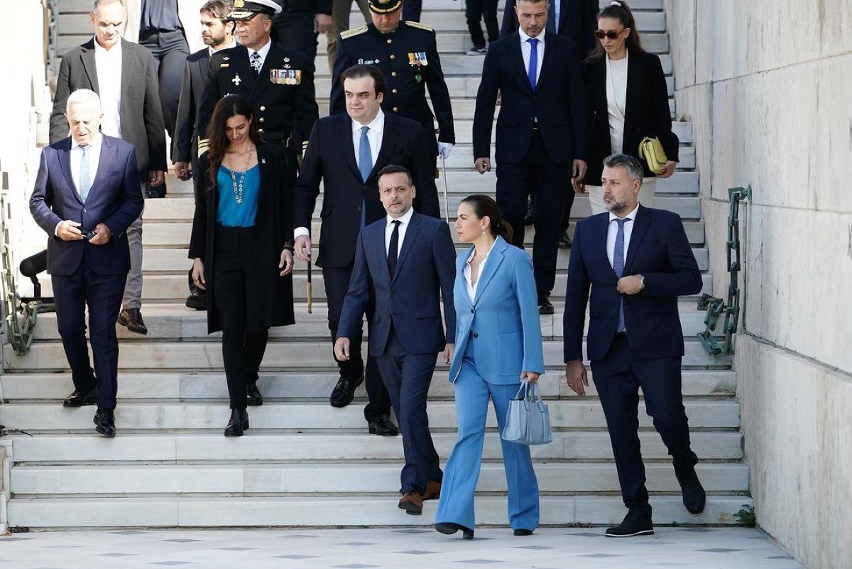 Ο Χάρης Δούκας με τηνΌΛγα Κεφαλογιάννη στην εκδήλωση για την 28η Οκτωβρίου.
