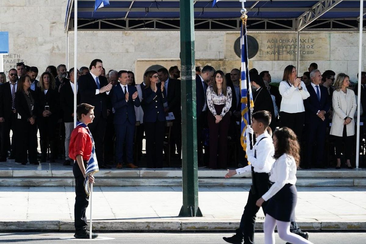 Ο Χάρης Δούκας με την Γεωργία Πολυτάνου στην εκδήλωση για την 28η Οκτωβρίου.